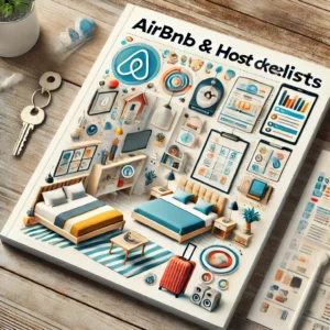 Airbnb & Host Checklists'. The image should feature a well-prepared guest space, symbols of hospitality