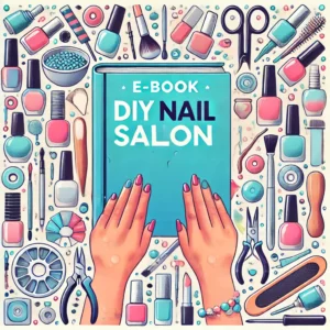 E-Book The DIY Nail Salon'. The image should feature elements of nail care such as nail polish bottles,