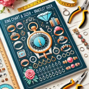 Ring Chart & Sizer + Bracelet Sizer'. The image should feature symbols of jewelry sizing tools, such as