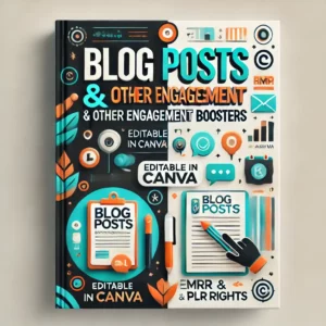 A sleek and professional digital eBook cover for 'Blog Posts & Other Engagement Boosters'. The design features a clean layout with vibrant accents lik