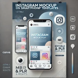 A sleek and professional poster-style design for 'Instagram Mockup on Smartphone Templates,' featuring modern and elegant visuals of smartphones displ ay